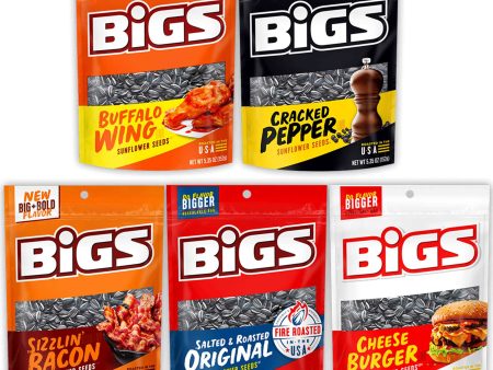 BIGS Sunflower Seeds Variety Pack, 5 Flavors, 5.35 Ounce Each, 1 Bag per Flavor Discount