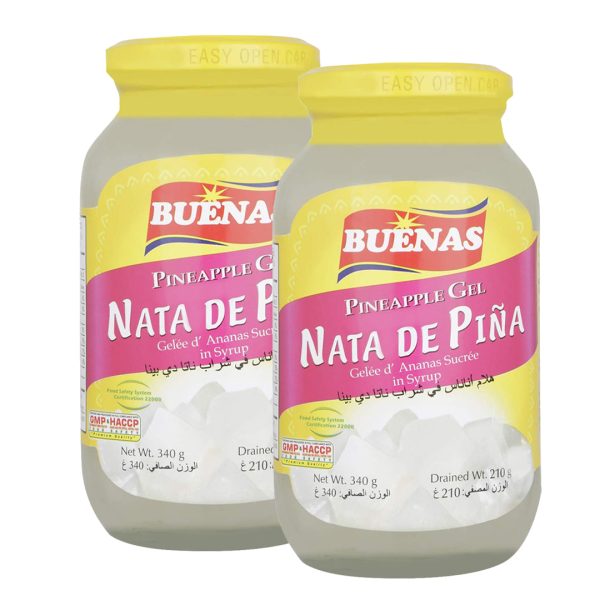 BUENAS Nata De Pina Pineapple Gel in Syrup 340g × 2 Pcs (Offer) Discount