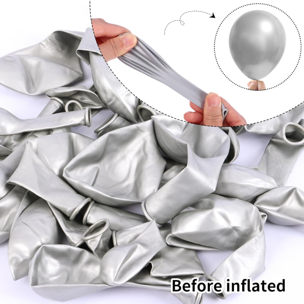 Birthday Party Decoration Balloons Metallic Silver - 10 Pcs Fashion