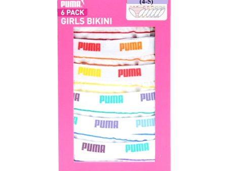 PUMA Girls 6 Pack Cotton Stretch Premium Bikini Tag-Free Comfort Waistband For Discount