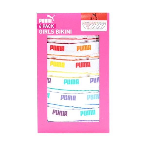 PUMA Girls 6 Pack Cotton Stretch Premium Bikini Tag-Free Comfort Waistband For Discount