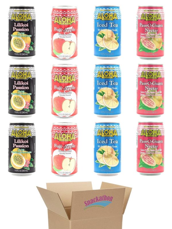 Aloha Maid Drinks, Signature Variety Pack, 4 Flavors, 3 Cans per Flavor, Total 12 Cans Online Hot Sale