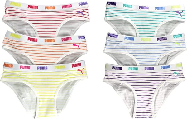 PUMA Girls 6 Pack Cotton Stretch Premium Bikini Tag-Free Comfort Waistband For Discount