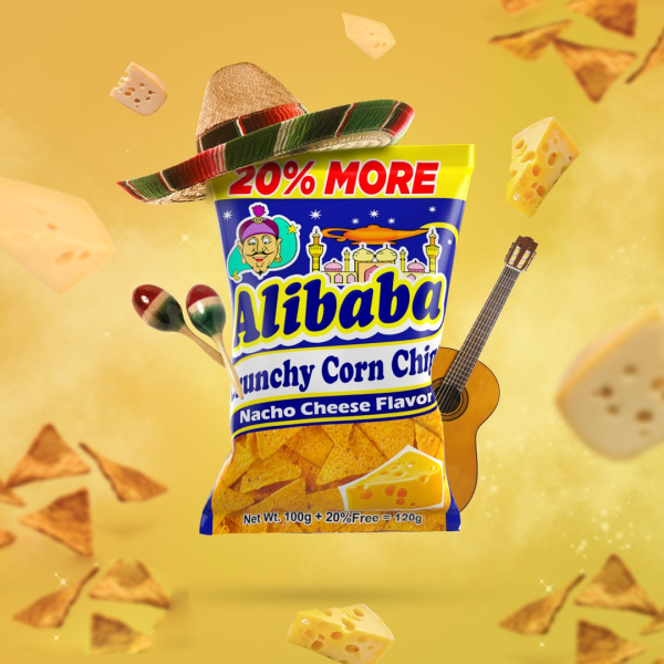 Alibaba Crunchy Corn Chips Nacho Cheese Flavor - 120g Discount