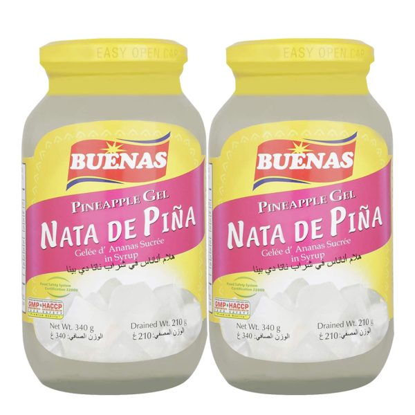 BUENAS Nata De Pina Pineapple Gel in Syrup 340g × 2 Pcs (Offer) Discount