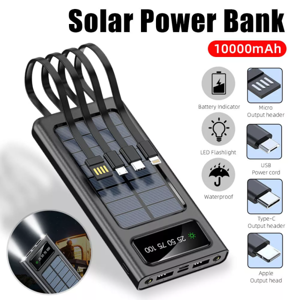 Portable Fast Charging Solar Power Bank 10000mAh - P108 For Discount