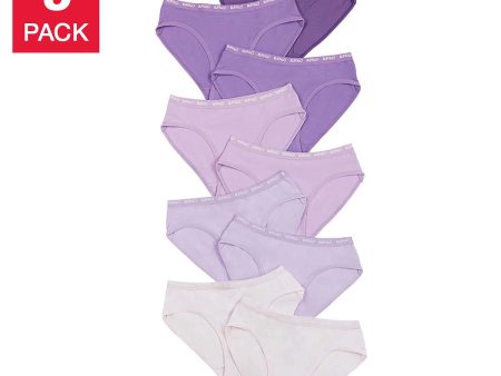 Buffalo Girls Bikini Cotton Brief Panties Seamless Underwear 9-pack, Purple Hot on Sale