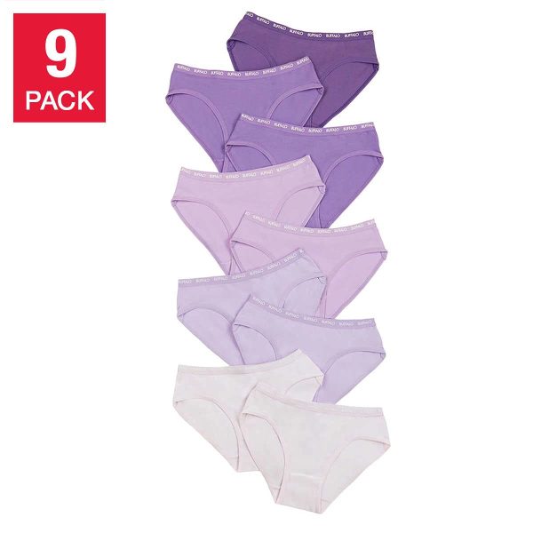 Buffalo Girls Bikini Cotton Brief Panties Seamless Underwear 9-pack, Purple Hot on Sale