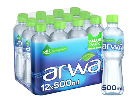 Arwa Drinking Water Low Sodium PH7 Balanced 12 x 500ml on Sale