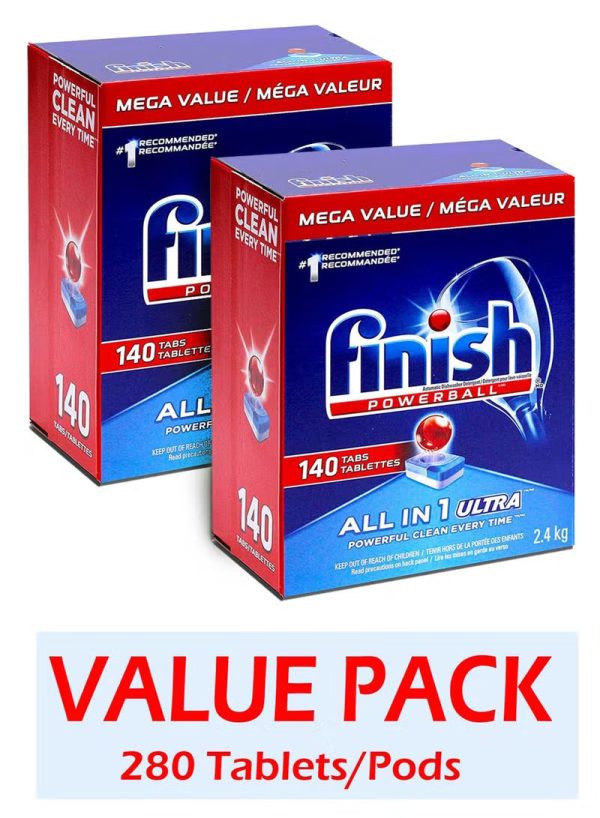 Finish Powerball Automatic Dishwasher Detergent, All in 1 Ultra Powerful Clean, 2.4 KG - 140 Tabs on Sale