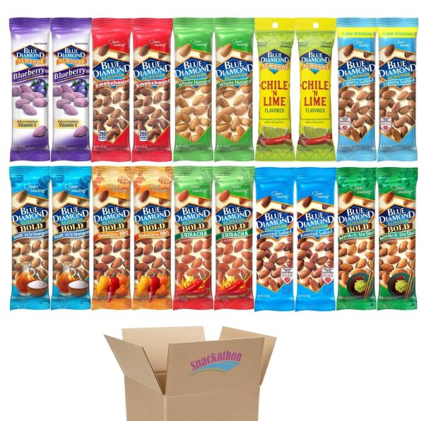 Almond Variety, 10 Flavors, 2 Bags each Flavor, 1.5 Ounce (Pack of 20) Cheap