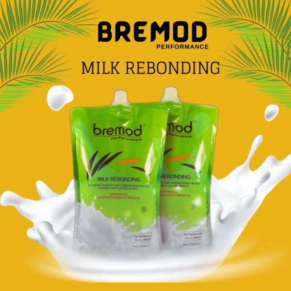 Bremod Milk Rebonding Hair Straightening Set (A) + (B) - 1250ml+1250ml Supply