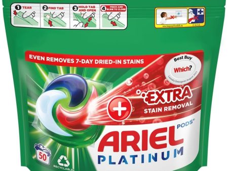 Ariel Platinum Washing Pods 50 Washes +Extra Stain Removal Online Sale