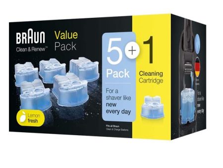 Braun Clean and Renew Refill Replacement Cartridges for Electric Shaver, 5+1 Pack, Compatible with All Braun SmartCare and Clean&Charge Centers Sale