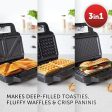 Breville 3-in-1 Ultimate Snack Maker | Deep Fill Toastie Maker, Waffle Maker & Panini Press | Removable Non-Stick Plates | Black & Stainless Steel [VST098] -- clearance Sale