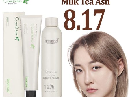 Bremod Performance 8.17 Milk Tea Ash Hair Color + Oxidant Cream 12% - 100ml+100ml Supply