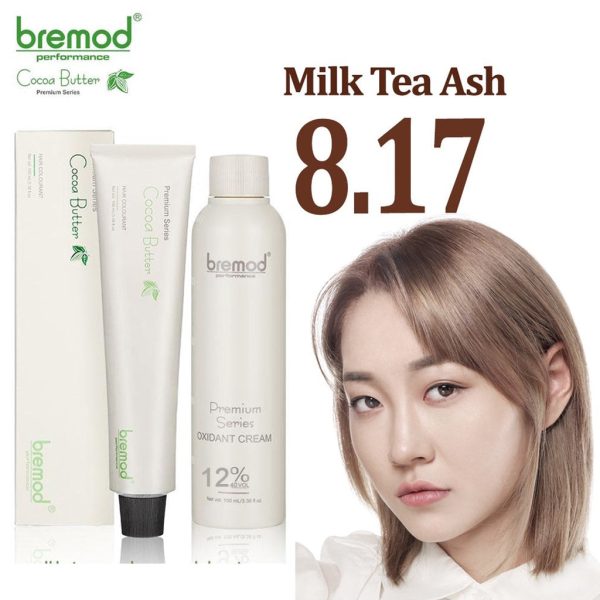 Bremod Performance 8.17 Milk Tea Ash Hair Color + Oxidant Cream 12% - 100ml+100ml Supply