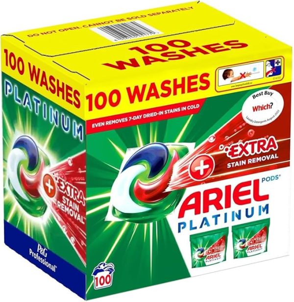 Ariel Platinum Washing Pods 100 Washes 2320G +Extra Stain Removal On top Sale