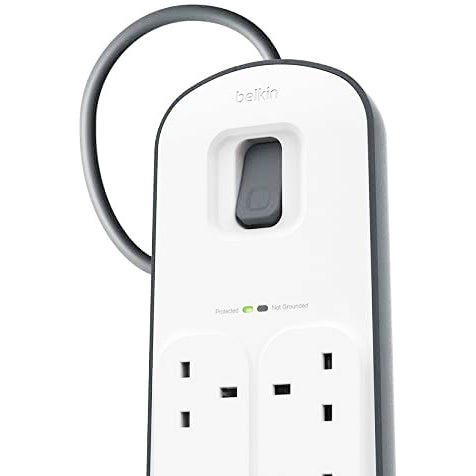 Belkin 8Port Power Extension Strip, 8 Way, 8 Plug Surge Protection Lead, 2Port 2.4A USB Charging Port (2m Cable). Hot on Sale