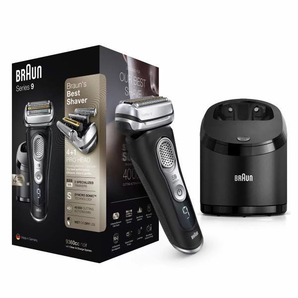 Braun Series 9 Electric Wet & Dry Shaver with Cleaning & Charging Station, 9360cc----------Clearance Online Sale