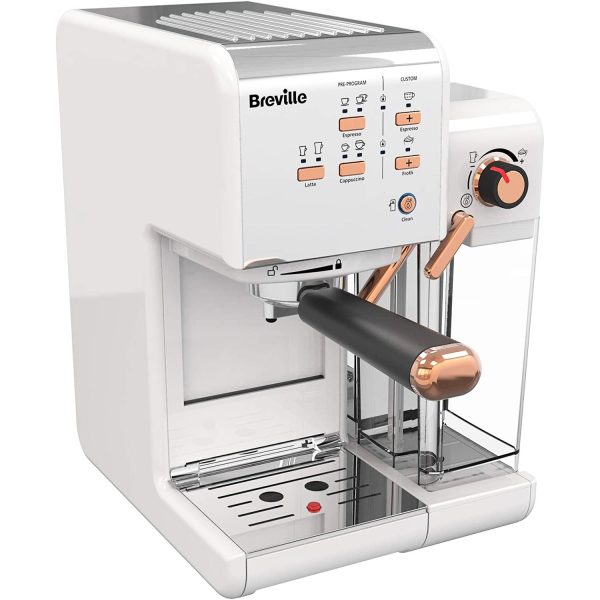 BREVILLE One-Touch Coffee Machine (White & Rose Gold) VCF108--- clearance on Sale