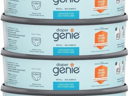 Diaper Genie Diaper Pail Refills, Unscented Pack Of 4 x 270-1080 Count Online Sale