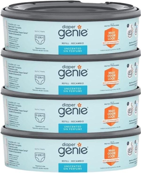 Diaper Genie Diaper Pail Refills, Unscented Pack Of 4 x 270-1080 Count Online Sale