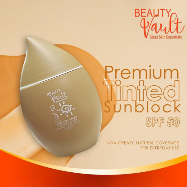 Beauty Vault Premium Tinted Sunblock SPF50 - 50g on Sale