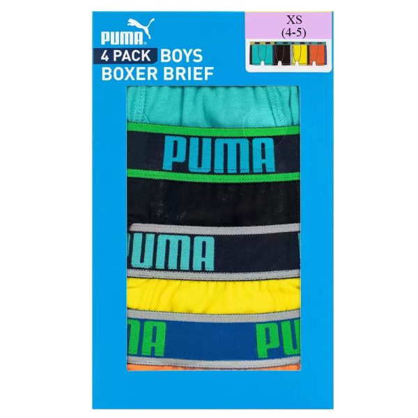 Puma Boy s Boxer Brief-Colors: Turquoise Black Yellow Orange- Pack of 4 Online Hot Sale