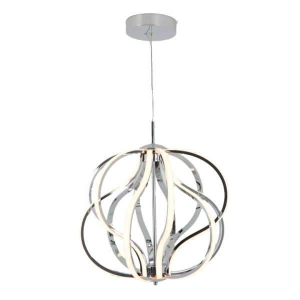 Artika Meridian 30W LED Modern Pendant Light Fixture, Chrome - Ideal For Dining Room, Kitchen Island Light, 2100 Lumens, 3000 Kelvin, No Bulb Required For Sale