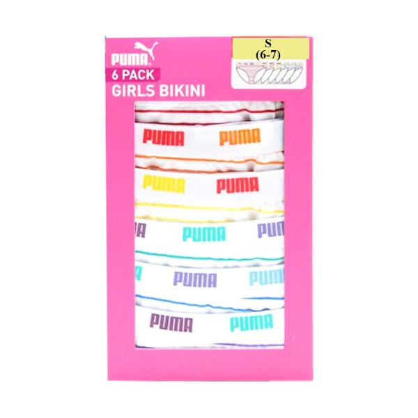 PUMA Girls 6 Pack Cotton Stretch Premium Bikini Tag-Free Comfort Waistband For Discount