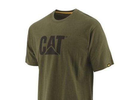 CAT Trademark Logo Men s Cotton Short Sleeve T-Shirt - Green CATERPILLAR For Sale