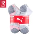 Puma Womens Low Cut Cushioned Socks 12-Pack, White-Pink, 9-11 Online Sale