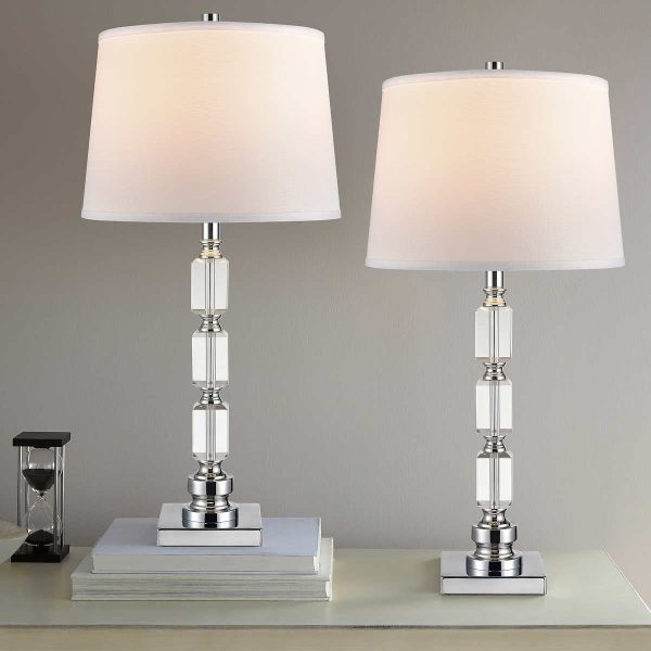 Bridgeport Designs 2-pack Crystal Table Lamp Set – Silver Online now