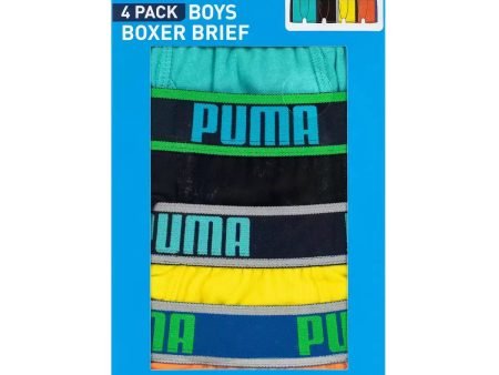 Puma Boy s Boxer Brief-Colors: Turquoise Black Yellow Orange- Pack of 4 Online Hot Sale