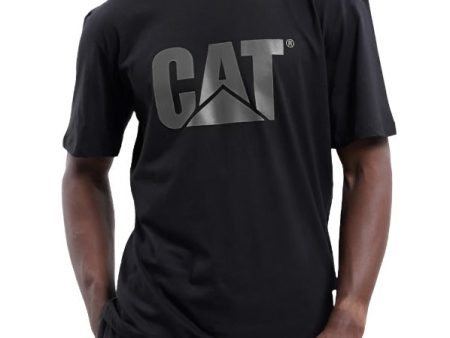 CAT Trademark Logo Men s Cotton Short Sleeve T-Shirt - Black CATERPILLAR For Cheap