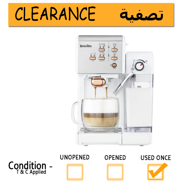 BREVILLE One-Touch Coffee Machine (White & Rose Gold) VCF108--- clearance on Sale