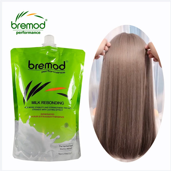 Bremod Milk Rebonding Hair Straightening Set (A) + (B) - 1250ml+1250ml Supply