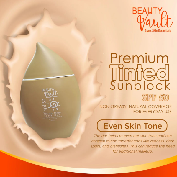 Beauty Vault Premium Tinted Sunblock SPF50 - 50g on Sale