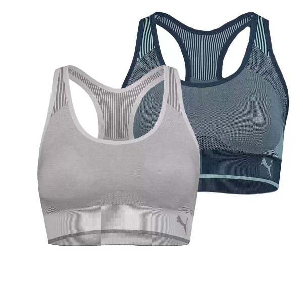 Puma Performance Sprots Bra- Active Support - 2 Pack- White & Blue Sale