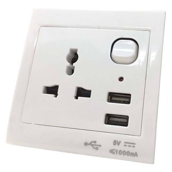 USB Wall Socket with Dual USB Charging Port Wall Charger 5V- 1000mA,2000mA (White). Discount