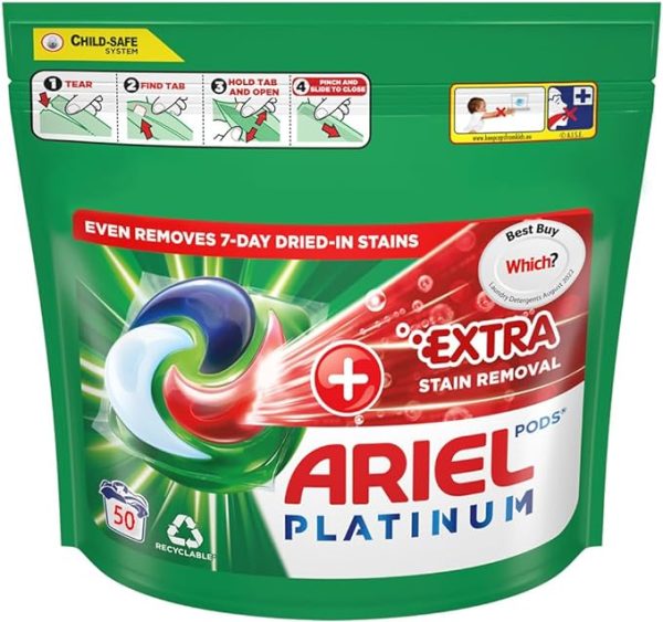 Ariel Platinum Washing Pods 100 Washes 2320G +Extra Stain Removal On top Sale