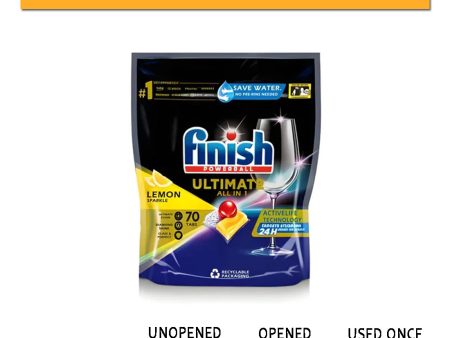 Finish Ultimate All In One Powerball With Lemon Sparkle-  70 Pods Tablets per pack- Clearance Cheap