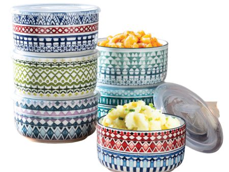 Signature Housewares Microwavable Stoneware Bowls with Lids, 6-pack Cheap