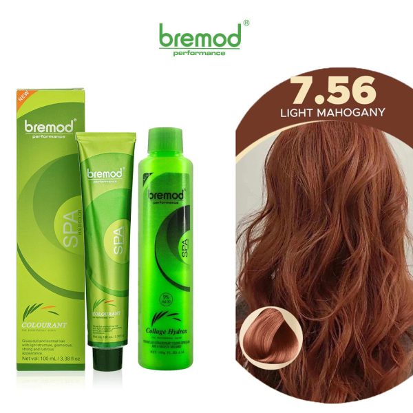 Bremod Performance 7.56 Light Mahogany Hair Color With Oxidizer - 100ml+100g Hot on Sale