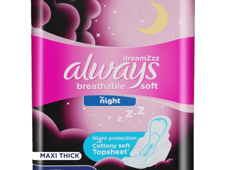 Always Breathable Soft Maxi Thick Night Sanitary Pads With Wings - 7 Pcs For Sale