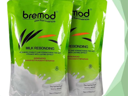 Bremod Milk Rebonding Hair Straightening Set (A) + (B) - 1250ml+1250ml Supply