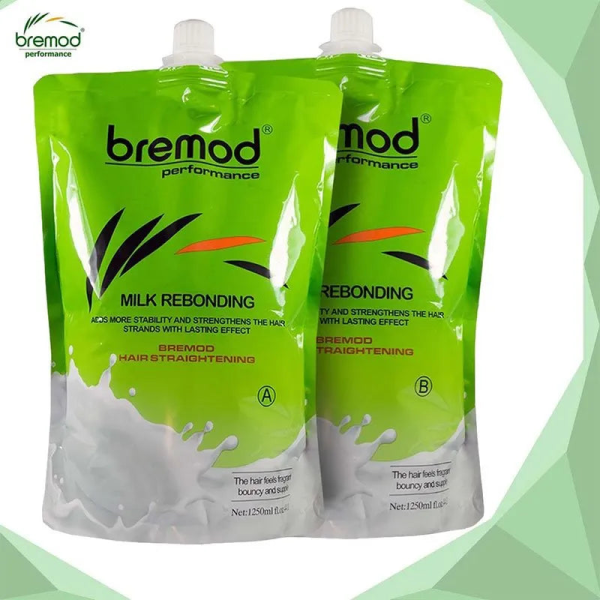 Bremod Milk Rebonding Hair Straightening Set (A) + (B) - 1250ml+1250ml Supply