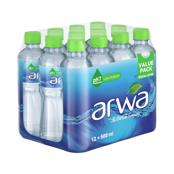 Arwa Drinking Water Low Sodium PH7 Balanced 12 x 500ml on Sale