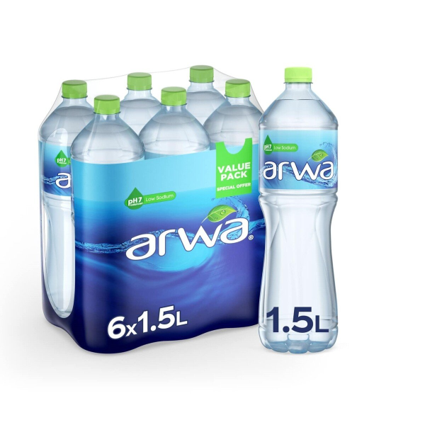 Arwa Drinking Water Low Sodium PH7 Balanced 6 x 1.5L For Discount